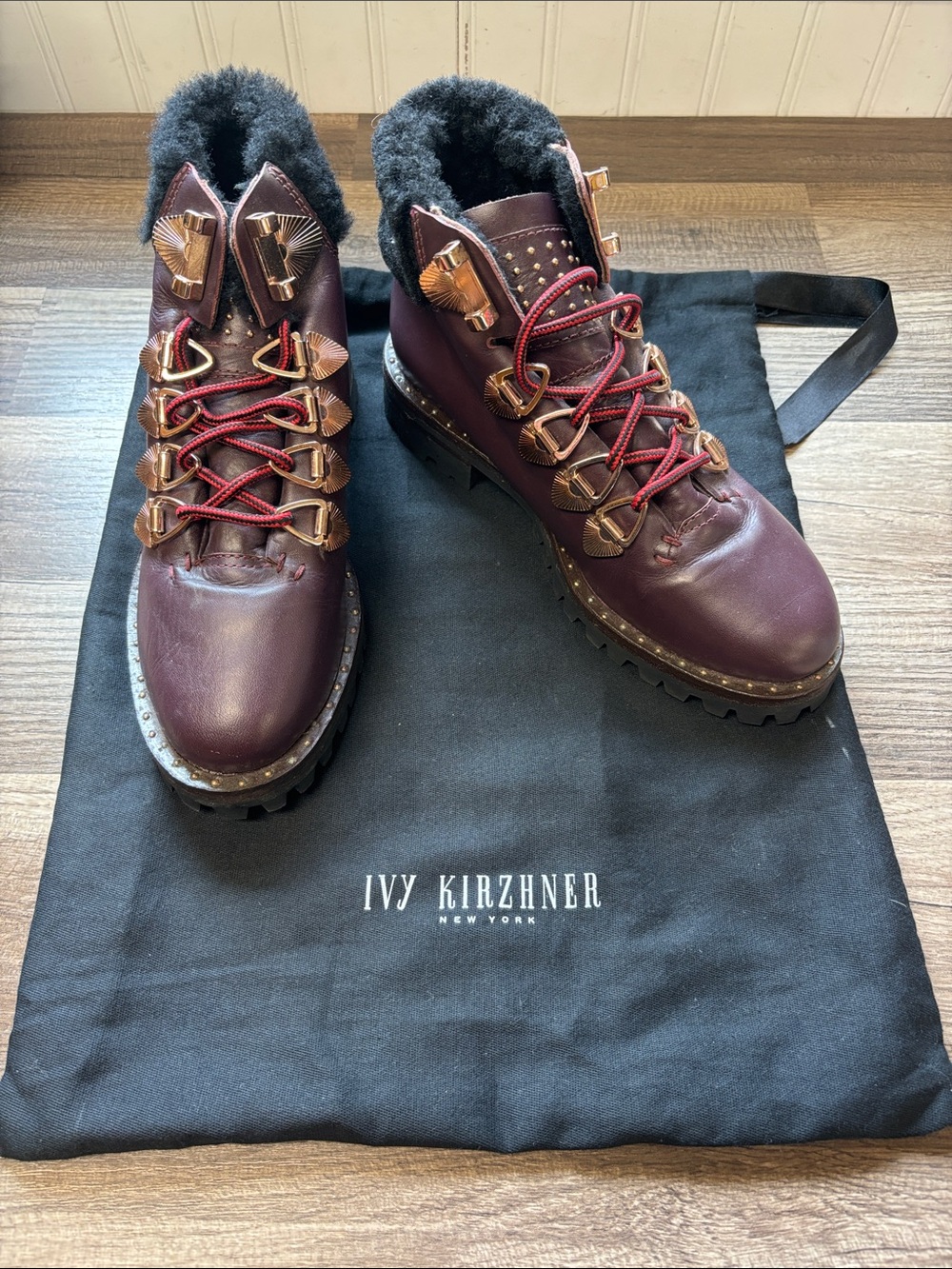 LIKE NEW Ivy Kirzhner New York hiker boots with oxblood leather